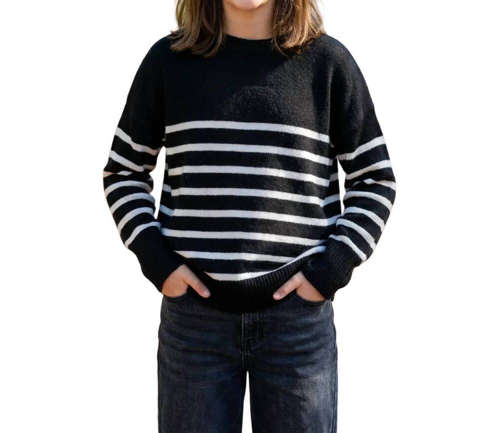 NEW KATIE J NYC junior nellie sweater in black/white stripe